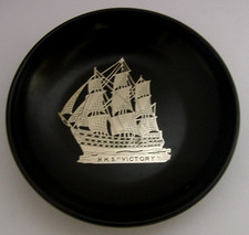 UNUSUAL STERLING SILVER BAKELITE HMS VICTORY SHIP DISH c1920 ANTIQUE