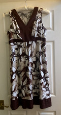 Marks & Spencer Lovely Light Linen mix ,for Late Holiday dress 16 brown/cream