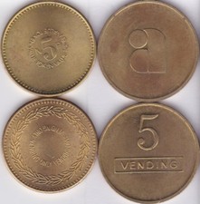 12 x 5p Tokens Vending Gaming Cigarette Jukebox Machine Coins