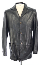 Jane Norris Jacket Real Leather Black Vintage Collared Pockets Blazer Size 40
