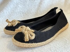 NEW Odeon Women's UK 3 EUR 34 Black Rope Dolly Loafers Flats Ladies Shoes