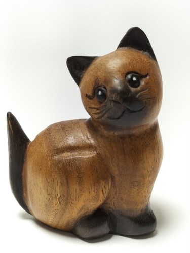 Vintage wooden cat hand carved - wooden,