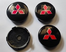 4x Mitsubishi Alloy Wheel Hub Centre Cap Set of 4 Center Caps 60mm Black Red