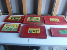 Meccano 6 Vintage Cardboard Set Boxes 0, 00, 1, 1, 2 & 2A - With 5 Parts Cards
