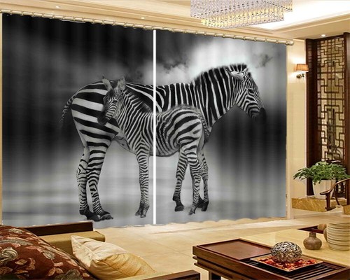 Black healthy zebra curtain - 3d,