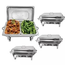 2 Pans Chafing Dish Chafer Complete Sets Stainless Steel