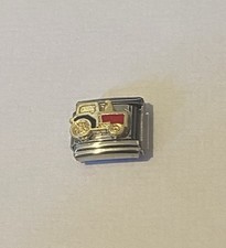 New Gold Tractor Enamel Italian Charm Fits 9mm Classic Nomination Bracelet