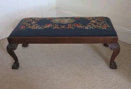 Antique mahogany footstool - mahogany,
