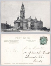 s29606 Town Hall Portsmouth Hampshire England Timothy White postcard 1904 stamp