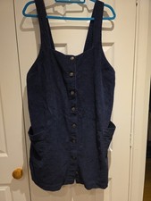 Fat Face Navy Cord Pinafore