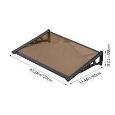 Front Back Door Canopy Shelter Porch Window Awning Clear/Brown Panel More Sizes
