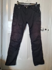 Red Route Womens Black Motorcycle Cargo Trousers Made With Kevlar Size 14 - L34