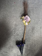Witches BroomStick Handcrafted purple & black hat Halloween