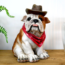 Cowboy Bulldog Ornament British Bulldog Dog Figure 24cm Resin Decorative
