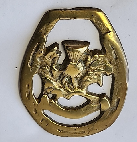 Vtg solid brass horse - brass, harness