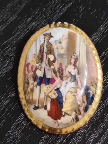 Vintage large porcelain brooch - large,