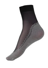 Black Sheer Ankle Highs Socks with Reinforced Toe / Pattern sole  (2 Pairs) New