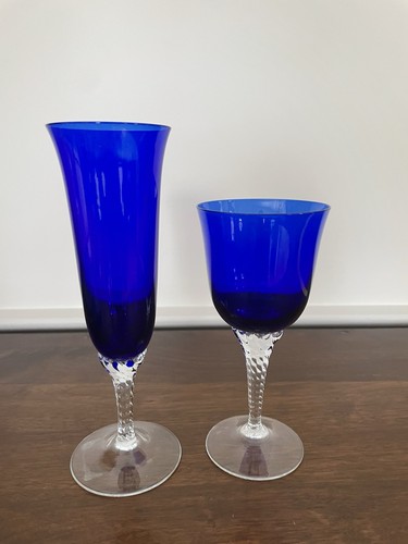 Cobalt blue art glass pair - cobalt,