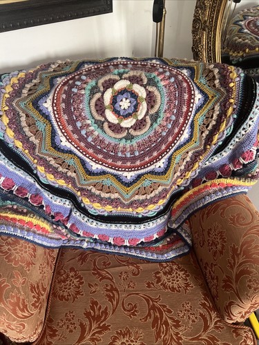 Handmade crochet mandala throw - mandala,