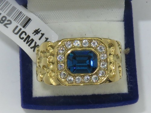 Mens gold sapphire - ring, nugget