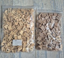 600+ Wooden Scrabble Tiles For Scrabble or Crafts Wood Alphabets Black Letters