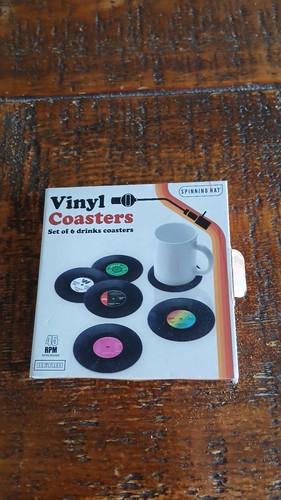 Retro vinyl drinks coasters - retro, 6x