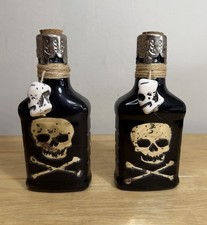 2x Poison Bottles Glass Potion Halloween Party Pirate Skull & Crossbones Voodoo