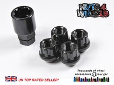 4 x Black Locking Wheel Nuts M12x1.25 Fits Subaru Impreza Hatch Sti WRX