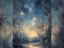 Majestic winter scene - scene, 5"x7"