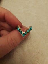 Green Plastic Resin Stepping Chevron Ring Size UK M+1/2 USA Sz 6.25 Gold Plated