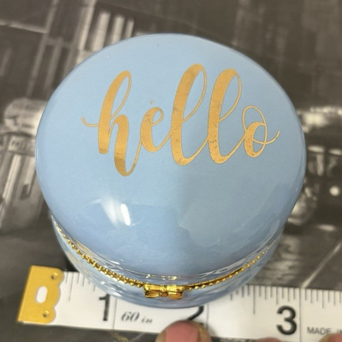 Blue hello macaron shaped - "hello", macaron-shaped