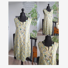 Yellow DRESS Ladies Midi Linen