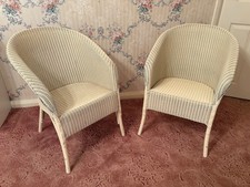 Lloyd Loom cream wicker chairs x 2