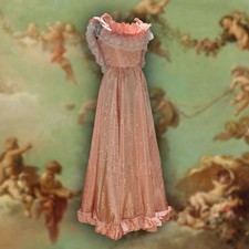  Vintage 1980s Peach Orange Princess Bridesmaid Evening Ballgown Dress Fits 8-10
