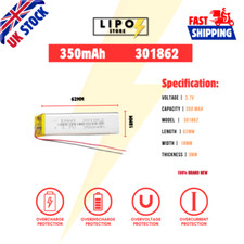 ⚡ 3.7V 301862 350mAh LiPo