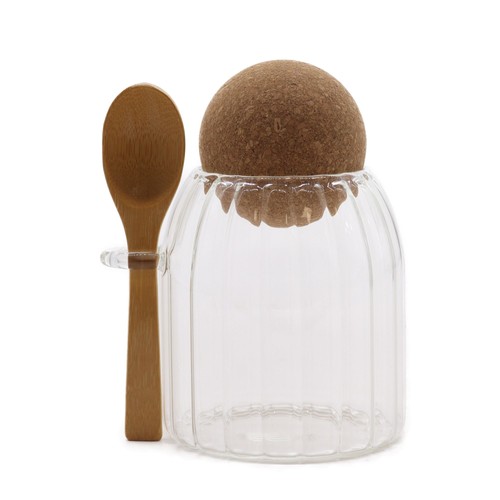 Cottage bamboo glass jar - bamboo,