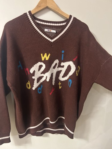 Brown neck bad handwriting - brown, v-neck