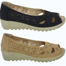peep toe low wedge shoes