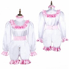 Girl Maid Sissy White Satin