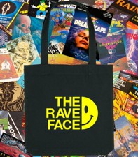 THE RAVE FACE ACID HOUSE OLD SKOOL RAVE RECORD BAG TOTE SHOPPING BAG DJ BAG NEW