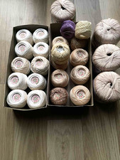 JOB LOT Mixed Vintage Coats Crochet Yarns Cotton Thread + Acrylic Yarn
