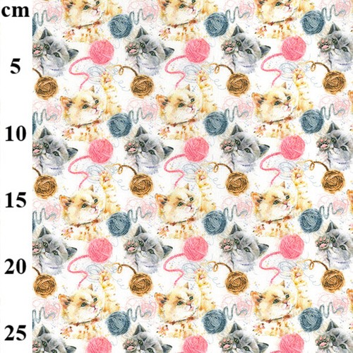 Cotton fabric cute cat - cotton,