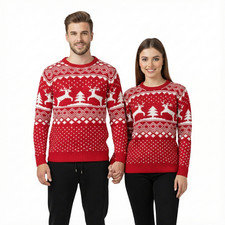 New Unisex Men Women Santa Xmas Christmas Novelty Fairisle Retro Jumper Sweater