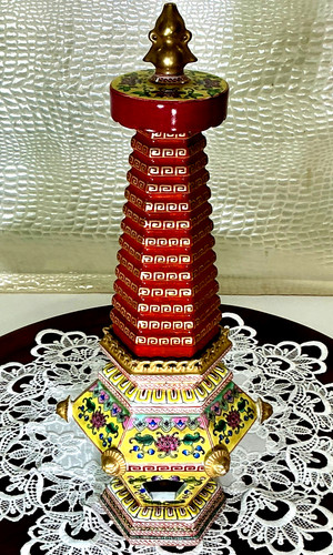 Gold porcelain stupa pagoda - porcelain,