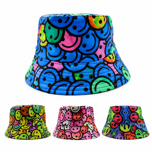 Colourful smiley face bucket - colourful,