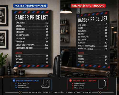 Barber shop price rate - price,