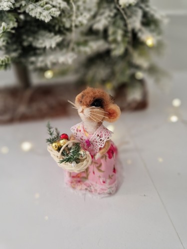 Handmade needle felted mouse - felted,