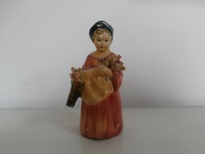 RARE ANTIQUE 'WADE' CELLULOSE CERAMIC FIGURINE 'STRAWBERRY GIRL' 1920s STAMPED