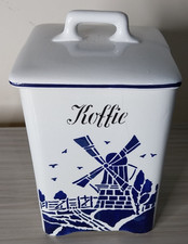 Vintage Hedwig Ceramic Coffee Jar Windmill German Koffie Storage Kitchen Colditz