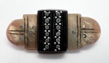 Antique c1920s ART DECO Plastic & Rhinestones Brooch 4.5cm C-clasp No Reserve!